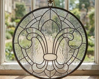 Motif vitrail fleur de lys