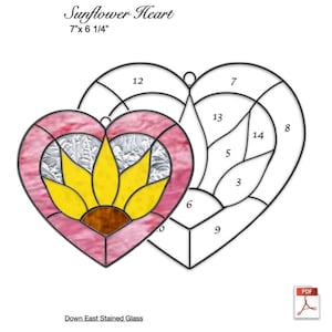 Sunflower Heart Stained Glass Pattern