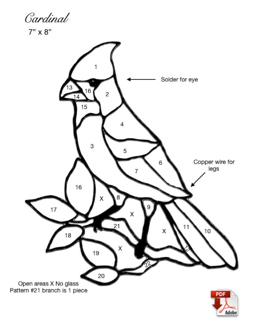 Cardinal Stained Glass Pattern Etsy