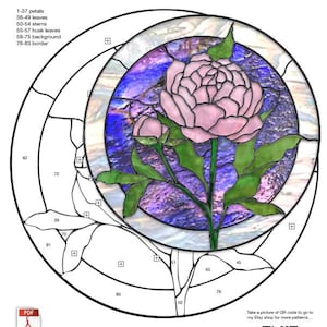 Peony Circle Stained Glass Pattern