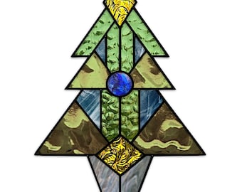 Motif vitrail sapin de Noël art déco