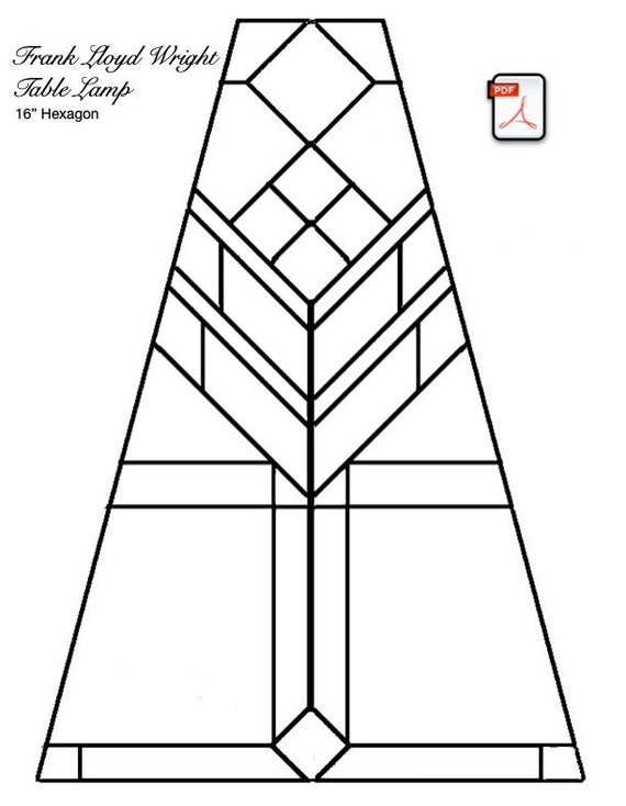 Frank Lloyd Wright Table Lamp Stained Glass Pattern Etsy