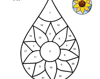 Sunflower Teardrop Stained Glass Pattern