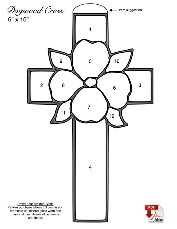 dogwood-cross-stained-glass-pattern-pdf-etsy for Free Printable Stained Glass Cross Patterns Dogwood Cross Stained Glass Pattern PDF - Etsy for Free Printable Stained Glass Cross Patterns