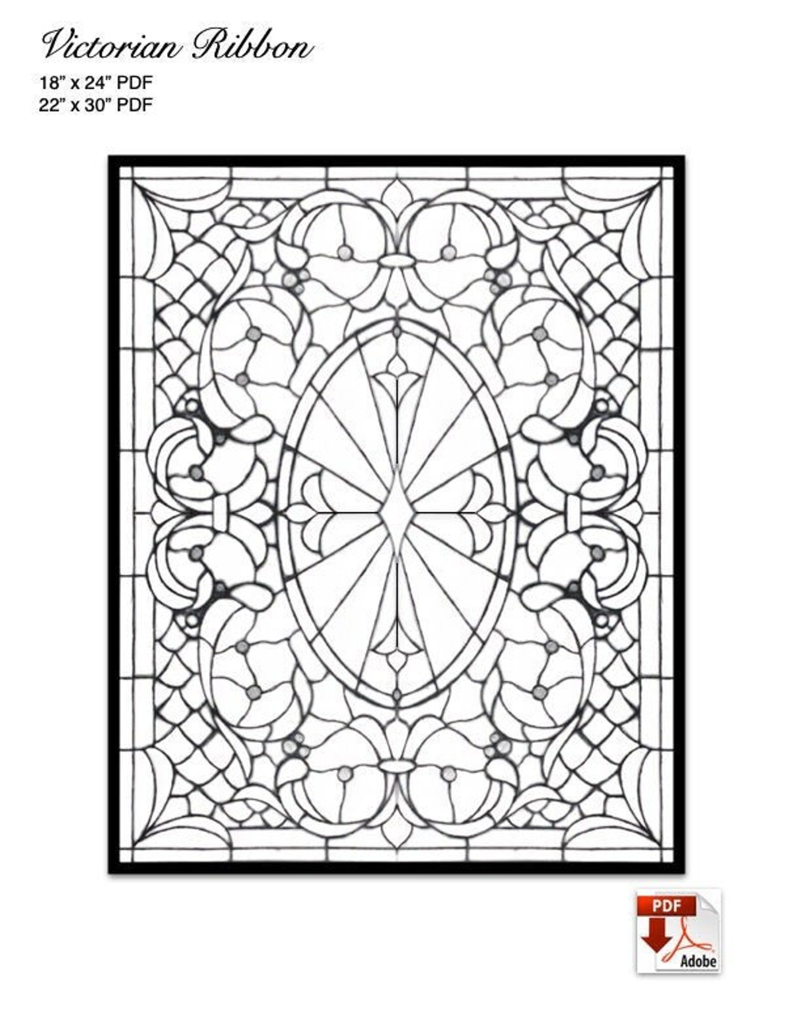 Victorian Ribbon Pattern Victorian Ribbon Stained Glass Pattern - Etsy