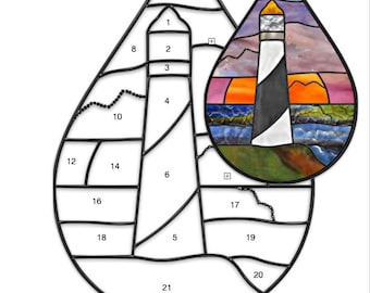 Lighthouse Teardrop Stained Glass Pattern