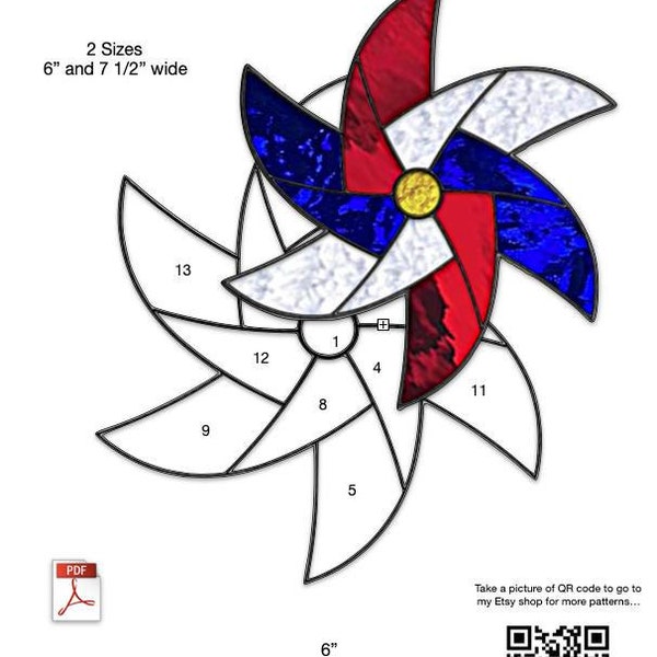 Patriotic Pinwheel Stained Glass Pattern