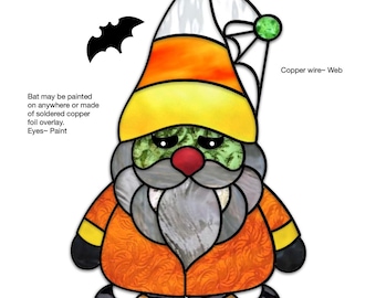 Modèle de vitrail de gnome d'Halloween ~ PDF et PNG