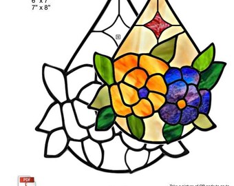 Vintage Tea Rose Teardrop Stained Glass Pattern