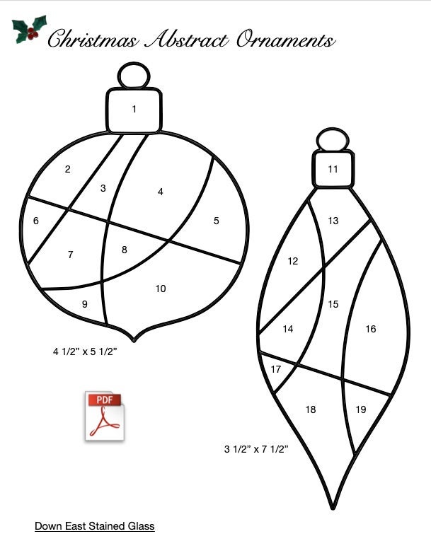 Patrones de vidrieras con adornos abstractos navideños en formato PDF