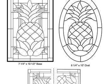 Motif vitrail ananas décoratif ~ PDF et PNG avec options