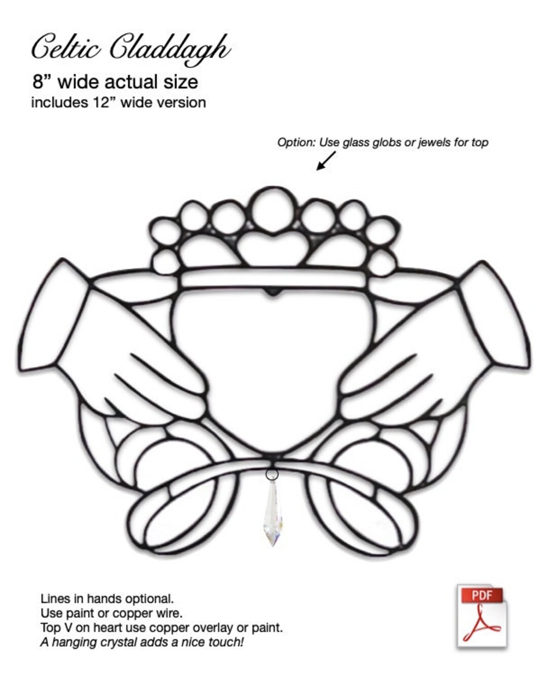 Celtic Claddagh Stained Glass Pattern PDF Etsy