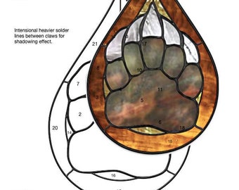 Grizzly Paw Teardrop Stained Glass Pattern