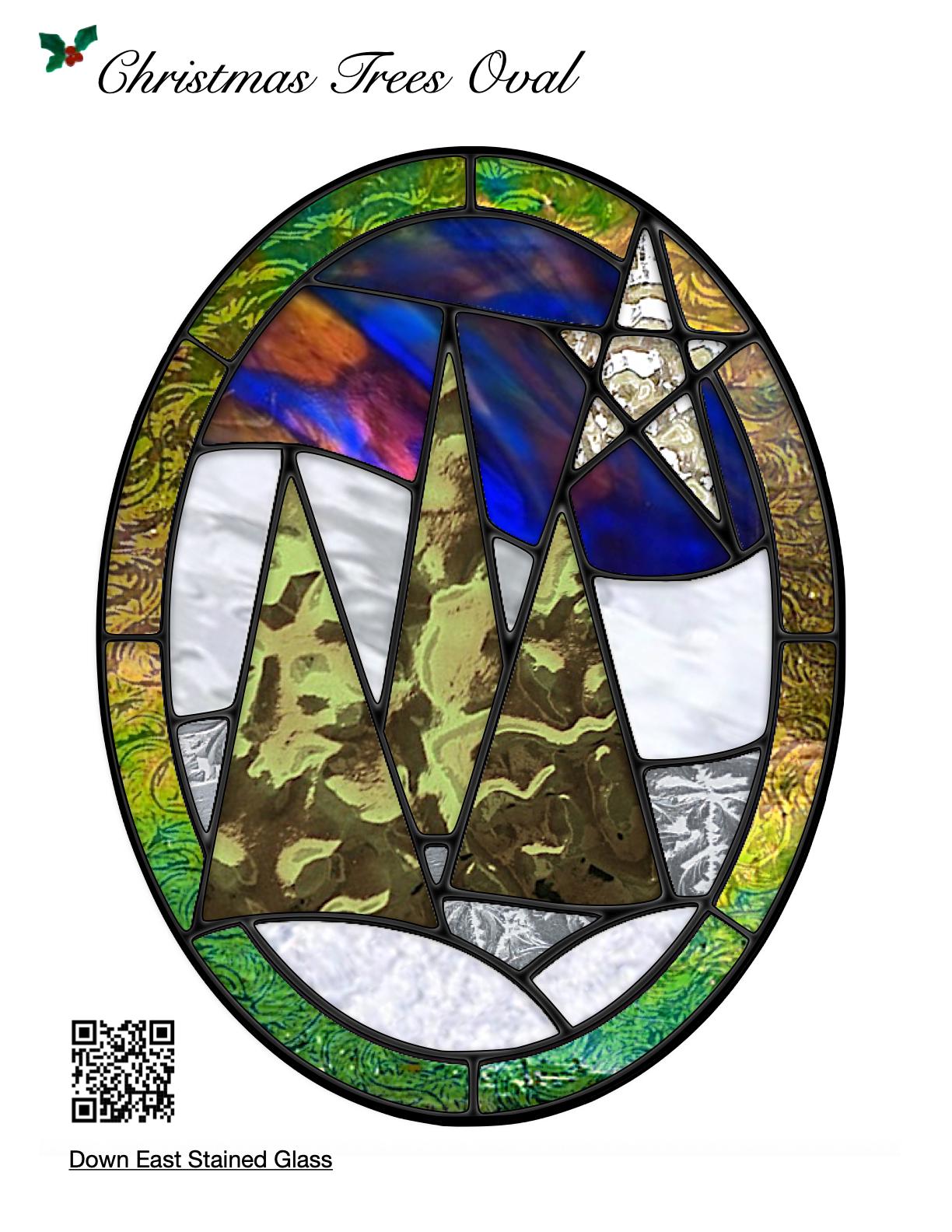 クリスマスツリーの楕円形ステンドグラス模様 - Etsy 日本