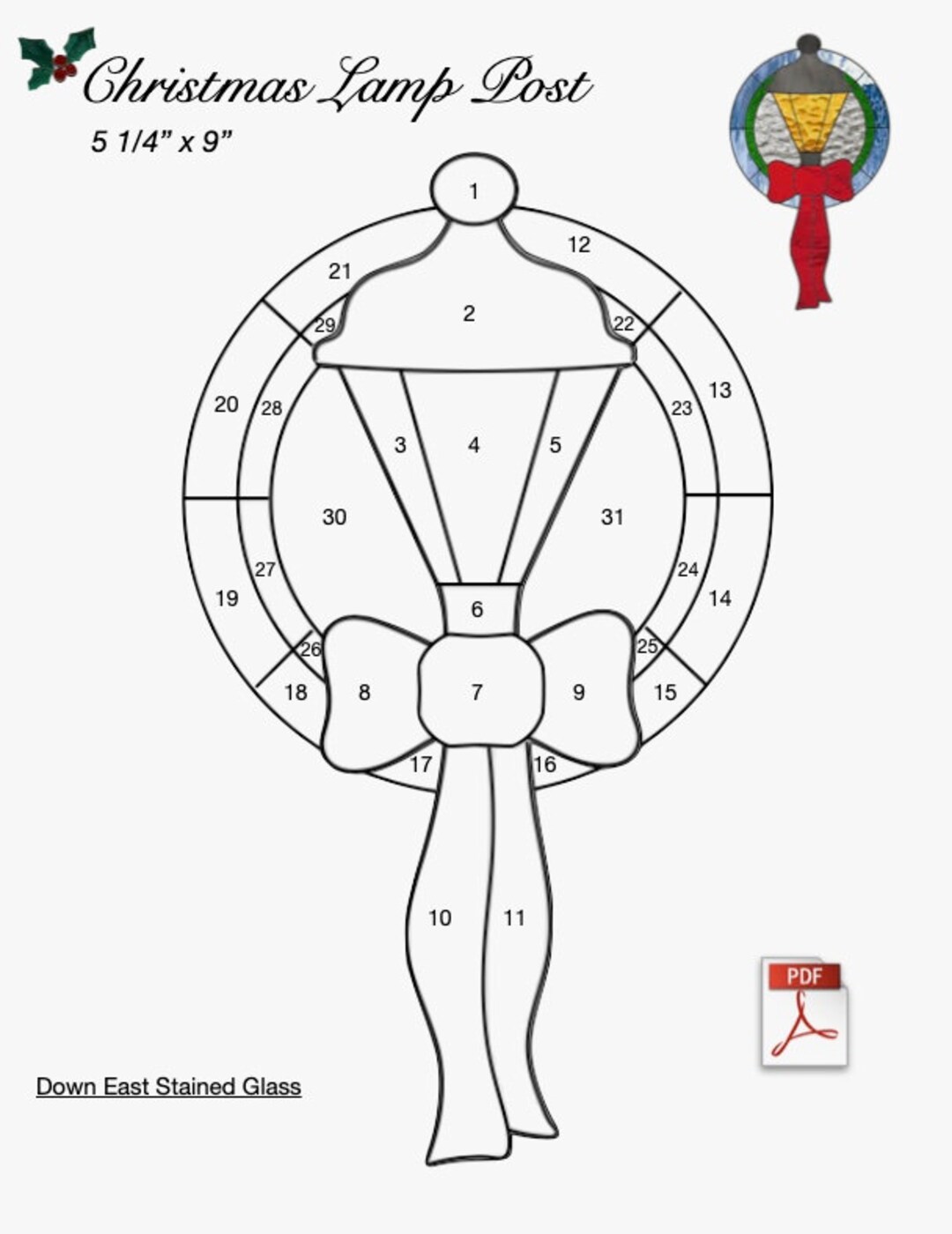 Christmas Lamp Post Stained Glass Pattern PDF Etsy