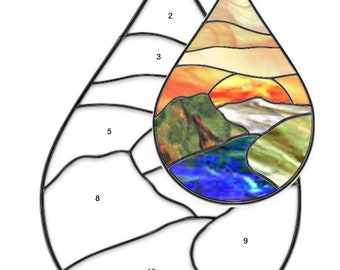 Mountain Stream Teardrop Stained Glass Pattern