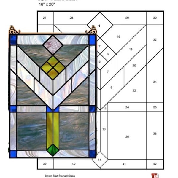 Modèle de vitrail FLW (Frank Lloyd Wright)