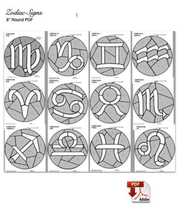 Zodiac Signs Stained Glass Patterns - Etsy