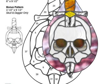 Skull & Dagger Teardrop Stained Glass Pattern
