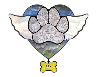 Médaillon pour animal de compagnie, motif vitrail, cintre commémoratif