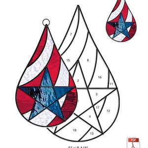 Motif de vitrail patriotique en forme de larme