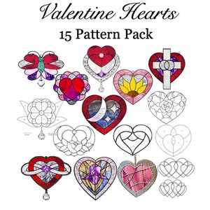 Valentine Hearts Stained Glass Pattern Pack