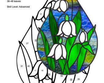 Lily of the Valley Teardrop Stained Glass Pattern