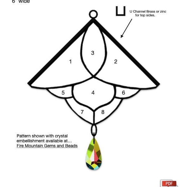 Geometric Lotus Hanger Stained Glass Pattern PDF