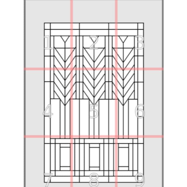 Frank Lloyd Wright 15" x 24 Stained Glass Pattern