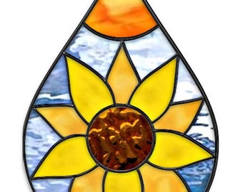 Sunflower Teardrop Stained Glass Pattern