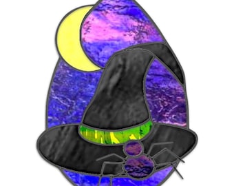 Patrón de vidriera en forma de lágrima con forma de sombrero de bruja