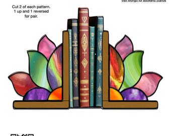 Boho Lotus Bookends Stained Glass Pattern