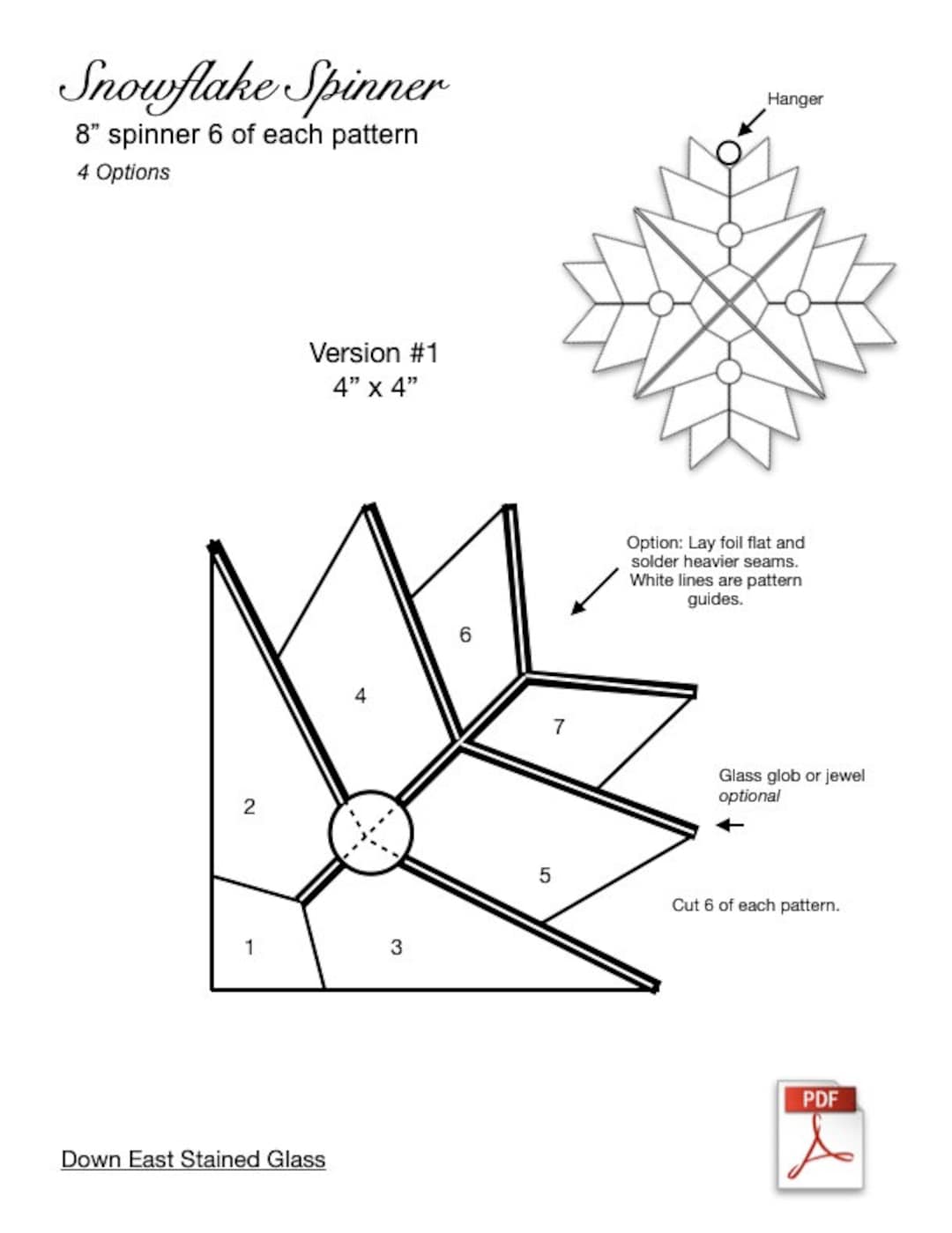 Snowflake Stained Glass Spinner Pattern PDF - Etsy for Free Printable Stained Glass Snowflake Patterns