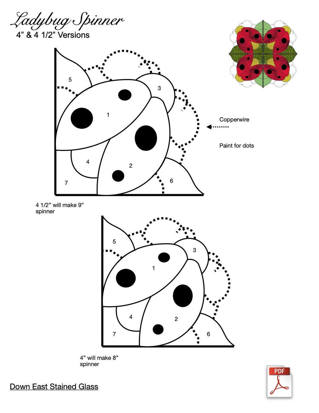 Ladybug Spinner Stained Glass Pattern - Etsy