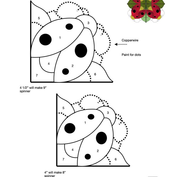 Ladybug Spinner Stained Glass Pattern