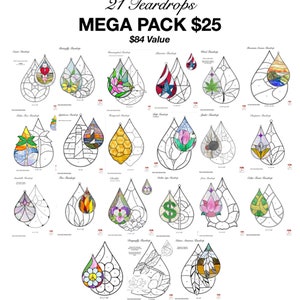 21 Teardrops Mega Pack Stained Glass Patterns