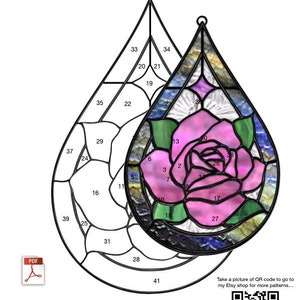 Mothers Day Rose Teardrop Stained Glass Pattern