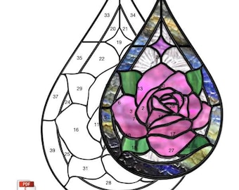 Mothers Day Rose Teardrop Stained Glass Pattern