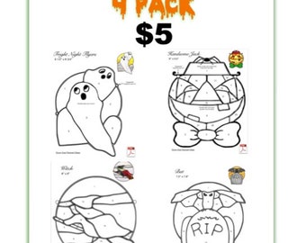 Halloween Stained Glass Patterns 4 Pack Special
