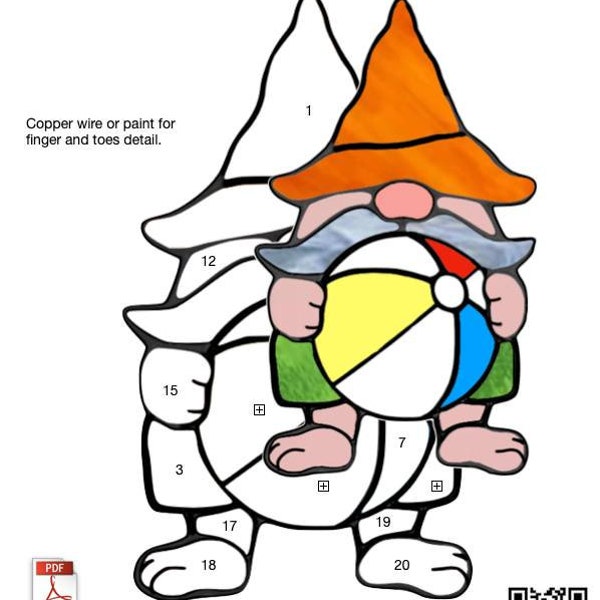 Beach Gnome Stained Glass Pattern