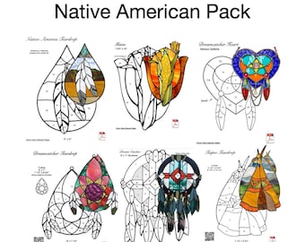 Ensemble de motifs de vitraux amérindiens