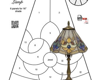 Motif de lampe en vitrail style victorien ~ Options de guirlande hexagonale et carrée.