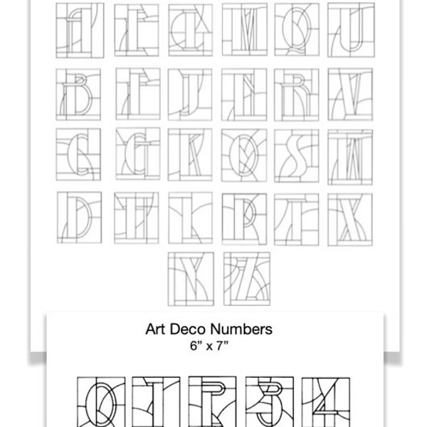 Complete Art Deco Alphabet and Numbers Stained Glass Pattern Set PDF