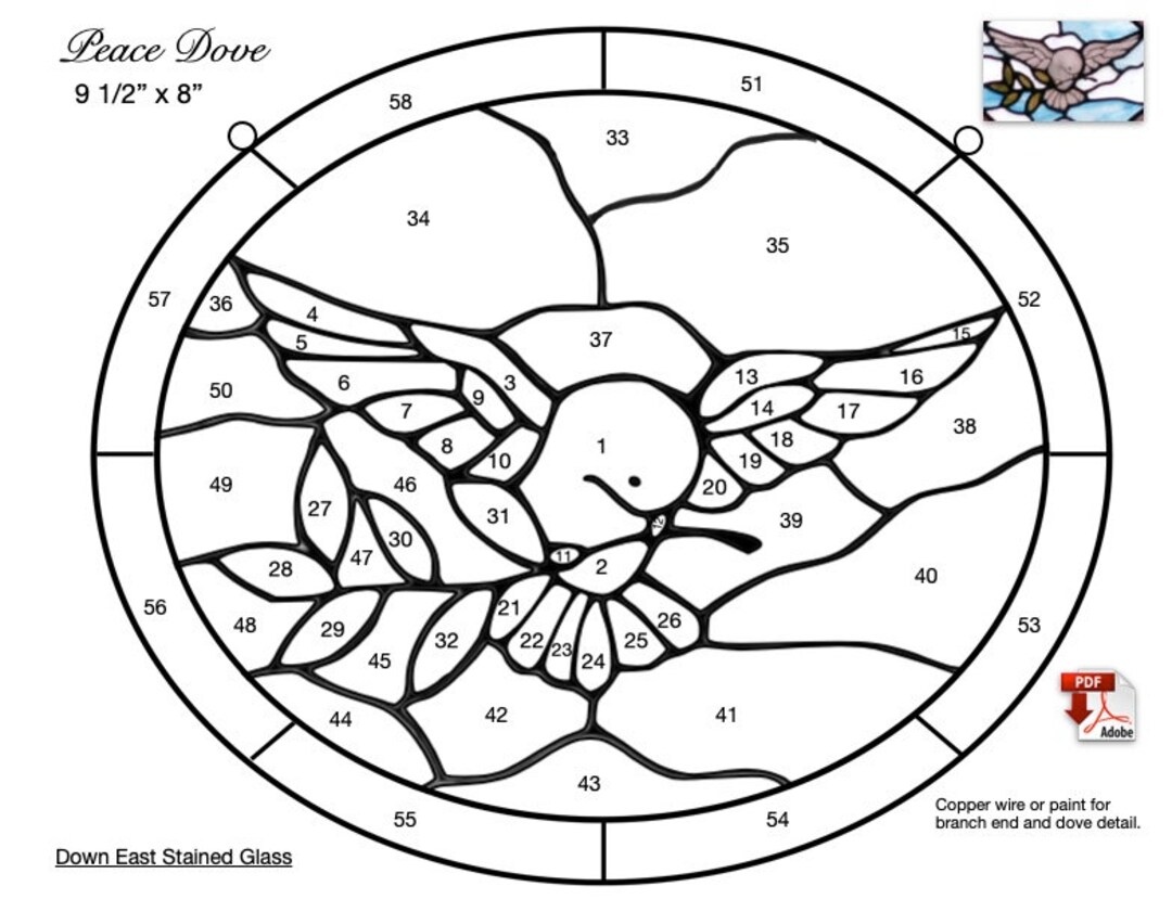 Peace Dove With Olive Branch Stained Glass Pattern - Etsy