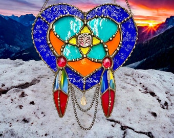 Dreamcatcher Heart Stained Glass Pattern