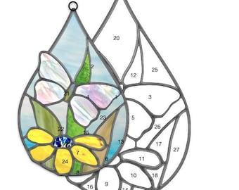 Butterfly Teardrop Stained Glass Pattern