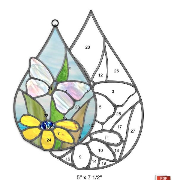 Butterfly in Teardrop Stained Glass Etsy