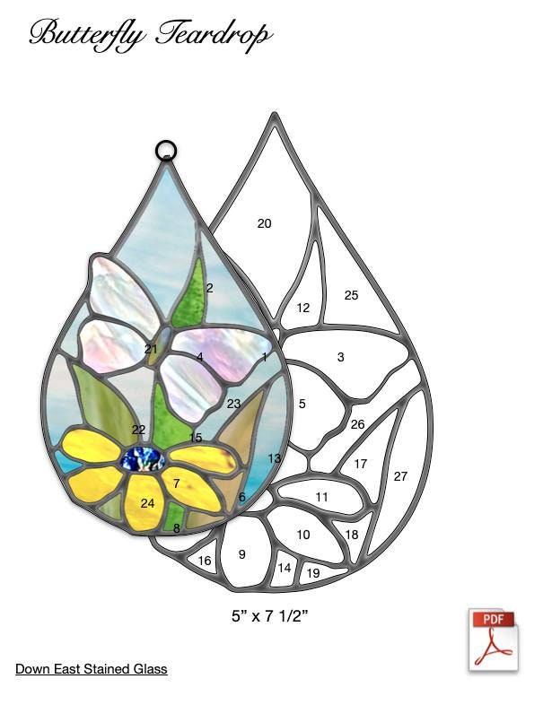 Butterfly Teardrop Stained Glass Pattern