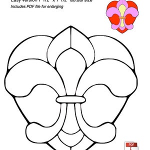 Eenvoudig fleur de lis en hart glas-in-loodpatroon
