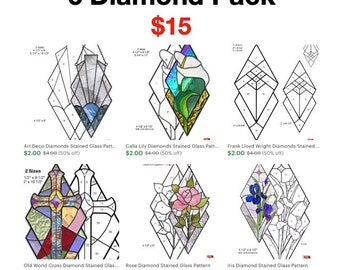 6 Stained Glass Diamonds Pack Special